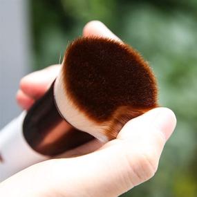 img 2 attached to 💄 DUcare Rose Golden/White Flat Top Kabuki Foundation Brush - Synthetic Professional Liquid Blending Mineral Powder Makeup Tool