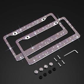 img 4 attached to XCLPF Stainless Bedazzled Rhinestone Crystals Exterior Accessories for License Plate Covers & Frames