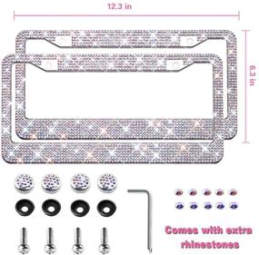 img 3 attached to XCLPF Stainless Bedazzled Rhinestone Crystals Exterior Accessories for License Plate Covers & Frames