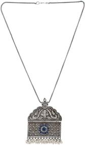 img 1 attached to 💍 Exquisite Aheli Vintage Inspired Oxidized Crafted Chain with Pendant Necklace for Indian Women - Ideal Ethnic Traditional Wedding Fashion Jewelry