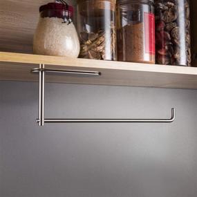 img 1 attached to 🧻 YIGII Paper Towel Holder: Under Cabinet Mount, Self Adhesive Rack for Kitchen - 12 Inch Bar, Stainless Steel