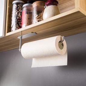 img 3 attached to 🧻 YIGII Paper Towel Holder: Under Cabinet Mount, Self Adhesive Rack for Kitchen - 12 Inch Bar, Stainless Steel