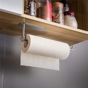 img 2 attached to 🧻 YIGII Paper Towel Holder: Under Cabinet Mount, Self Adhesive Rack for Kitchen - 12 Inch Bar, Stainless Steel