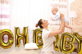 img 2 attached to Pack of 6 Jumbo 40-Inch Gold Metallic Foil Letter Mylar Balloon Banner Garland for Baptism, Christening, Baby Shower, Gender Reveal, Sweet Sixteen, or Birthday Party Supplies - Ideal for Girl or Boy Celebration