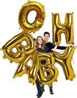 pack of 6 jumbo 40-inch gold metallic foil letter mylar balloon banner garland for baptism, christening, baby shower, gender reveal, sweet sixteen, or birthday party supplies - ideal for girl or boy celebration логотип