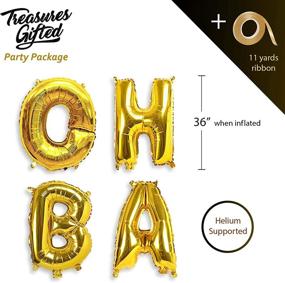 img 3 attached to Pack of 6 Jumbo 40-Inch Gold Metallic Foil Letter Mylar Balloon Banner Garland for Baptism, Christening, Baby Shower, Gender Reveal, Sweet Sixteen, or Birthday Party Supplies - Ideal for Girl or Boy Celebration