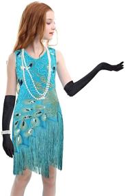 img 4 attached to Flapper Dresses Beaded Fringed Gatsby Girls' Clothing for Dresses