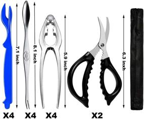img 3 attached to 🦀 Премиум 15-предметный набор инструментов для морепродуктов - включает в себя 4 щипцов для краба, 4 шеллера для лобстера, 4 вилочки/пики для крабовых лапок, 2 ножницы для морепродуктов и 1 сумка для хранения - набор инструментов для ломания орехов и открытия ракообразных для лобстера, крабовых лапок - улучшите свой опыт употребления морепродуктов!