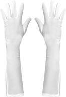 sleek satin opera gloves in white logo