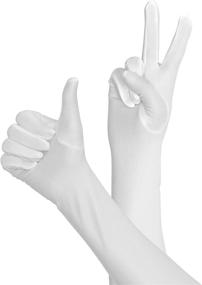 img 1 attached to Sleek Satin Opera Gloves in White