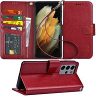 arae case for samsung galaxy s21 ultra wallet case flip cover with card holder and wrist strap for samsung galaxy s21 ultra logo