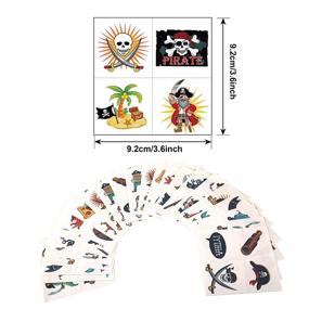 img 3 attached to 🏴 Pirate Tattoos (96Pcs) - Konsait Pirate Temporary Tattoos for Neverland Themed Party, Pirate Captain Jake Body Stickers for Pirate Birthday Party Favors Supplies Kids Boys Girls - Party Bag Filler