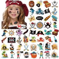🏴 pirate tattoos (96pcs) - konsait pirate temporary tattoos for neverland themed party, pirate captain jake body stickers for pirate birthday party favors supplies kids boys girls - party bag filler logo