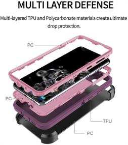 img 1 attached to 📱 Szfirstey Galaxy S21 Plus Case with Belt-Clip Holster - Drop Full Body Rugged Shock Dust Proof Military Protective Tough Phone Cover for Samsung S21 Plus (Purple Red/Light Pink)