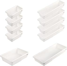 img 4 attached to 10-Piece Plastic Drawer Organizer Set with 🗄️ Expandable Dividers for Kitchen, Bathroom, Office, and Makeup Storage