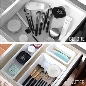 img 2 attached to 10-Piece Plastic Drawer Organizer Set with 🗄️ Expandable Dividers for Kitchen, Bathroom, Office, and Makeup Storage