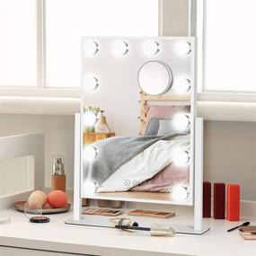 img 4 attached to 💄 Hollywood Vanity Mirror with 12 Dimmable LED Bulbs - Large, Lighted Makeup Mirror with 10X Removable Magnifying Mirror and Touch Control - 3 Lighting Colors for Perfect Glamorous Looks