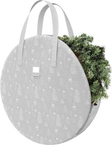 img 2 attached to 🎄 CLOZZERS Christmas Wreath and Garland Bag: Durable Zippered Closure, Sturdy Handles, for up to 30" Wreaths, Heavy Duty, Tear Proof, Water Resistant - Grey Village Print