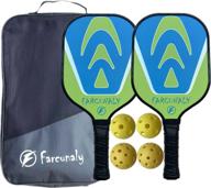 🏓 graphite pickleball paddle set - lightweight, honeycomb core, mat surface, octagonal handle shape, sweat absorption, stitched grip, 4.125'' handle size, includes 4 pickleballs and a portable cover bag. логотип