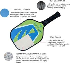 img 2 attached to 🏓 Graphite Pickleball Paddle Set - Lightweight, Honeycomb Core, Mat Surface, Octagonal Handle Shape, Sweat Absorption, Stitched Grip, 4.125'' Handle Size, Includes 4 Pickleballs and a Portable Cover Bag.