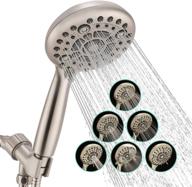 🚿 6-setting high pressure rain shower head, sinvula handheld shower head with 5.7 ft stainless steel shower hose, adjustable bracket - brushed nickel, 5-inch logo