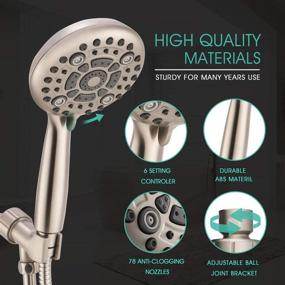 img 1 attached to 🚿 6-Setting High Pressure Rain Shower Head, Sinvula Handheld Shower Head with 5.7 Ft Stainless Steel Shower Hose, Adjustable Bracket - Brushed Nickel, 5-inch