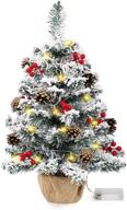 🎄 27 inch prelit snow flocked mini snow christmas tree: ideal tabletop decoration for home christmas decor logo