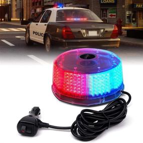 img 4 attached to 🔵 Xprite Red Blue 240 LED Warning Strobe Beacon Light for 12V Emergency Vehicle Truck - Magnetic Mount, Rotating Revolving Flashing Police Safety Caution Lights