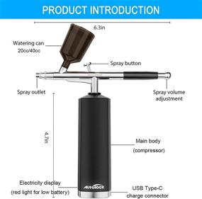 img 3 attached to 💨 Улучшенный автоаэрографический набор с портативным беспроводным компрессором - Autolock 30PSI, перезаряжаемый портативный аэрографический набор для макияжа, украшения тортов, раскрашивания моделей, ногтей и татуировок - черный