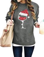 supeya women's christmas sweatshirt: red wine glass design with santa hat graphic - funny xmas pullover logo