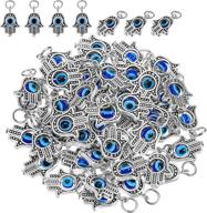 hamsa hand charms set - 50 pieces hamsa evil eye pendants for diy jewelry making and decor logo