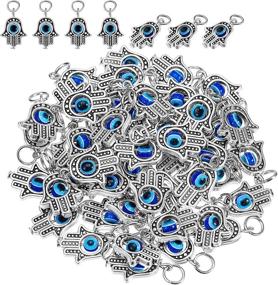 img 4 attached to Hamsa Hand Charms Set - 50 Pieces Hamsa Evil Eye Pendants for DIY Jewelry Making and Decor