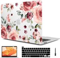 🌺 cisoo cover for macbook pro 16 inch case 2019 release a2141: flower pattern frosted clear hard shell case + keyboard cover + screen protector + cleaning brush - begonia flowers logo