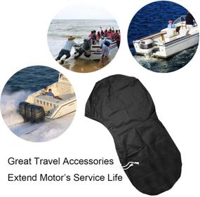 img 2 attached to 🚤 Waterproof Outboard Motor Cover - FLYMEI Boat Motor Cover with 600D Heavy Duty Oxford Fabric Extra PVC Coating - Engine Covers Ideal for 100-150 HP Motors