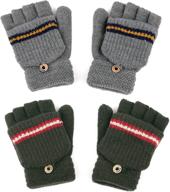 warm and versatile: kids’ 2 pairs convertible fingerless gloves with mittens for ages 5-10 logo
