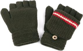 img 1 attached to Warm and Versatile: Kids’ 2 Pairs Convertible Fingerless Gloves with Mittens for Ages 5-10