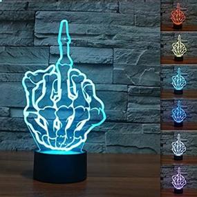 img 1 attached to 🖕 Playful SUPERNIUDB Middle Finger Gesture Funny Night Lamp with 3D Switch LED - Unique Home Decor Desk Light