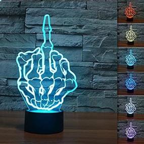 img 4 attached to 🖕 Playful SUPERNIUDB Middle Finger Gesture Funny Night Lamp with 3D Switch LED - Unique Home Decor Desk Light