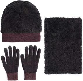 img 2 attached to Unisex Winter Knit Beanie Hat, Scarf and Glove Set - MAYLISACC 3-Piece Neck Warmer with Touchscreen Gloves