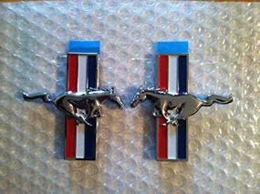 img 1 attached to 🐎 2PC Set of OEM Left/Right Side Mustang Emblems - Universally Fits All Ford Mustang Models