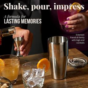 img 1 attached to 🍸 Premium Mixology & Craft Bartender Kit - 8 Piece Stainless Steel Martini Cocktail Shaker Set with Stand for Home Bar, Ideal for Home Drink Mixing, Including Exclusive Recipe Cards