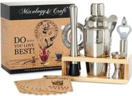 🍸 premium mixology & craft bartender kit - 8 piece stainless steel martini cocktail shaker set with stand for home bar, ideal for home drink mixing, including exclusive recipe cards logo