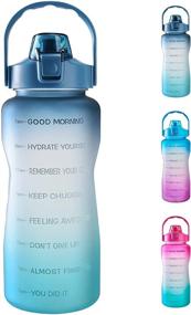 img 4 attached to 64oz/128oz Water Bottle with Straw, Carry Handle, Motivational Quote Time Markings - EYQ Gallon Water Bottle, Leakproof and BPA Free