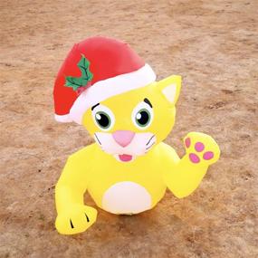 img 3 attached to 🎄 GOOSH 4.1 FT Height Christmas Inflatables Outdoor Yellow Cat - Festive Blow Up Yard Decoration with LED Lights for Holiday/Christmas Clearance