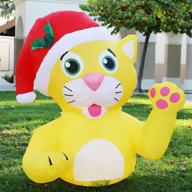 🎄 goosh 4.1 ft height christmas inflatables outdoor yellow cat - festive blow up yard decoration with led lights for holiday/christmas clearance логотип