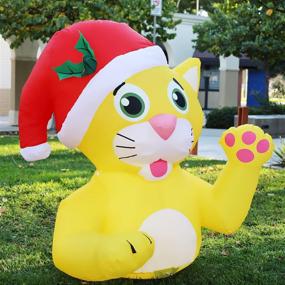 img 1 attached to 🎄 GOOSH 4.1 FT Height Christmas Inflatables Outdoor Yellow Cat - Festive Blow Up Yard Decoration with LED Lights for Holiday/Christmas Clearance