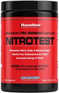 💪 musclemeds nitrotest blue raspberry pre-workout supplement drink - boost nitric oxide & testosterone - 30 servings, 1.04 lbs, 1 count logo