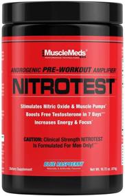 img 4 attached to 💪 MuscleMeds Nitrotest Blue Raspberry Pre-Workout Supplement Drink - Boost Nitric Oxide & Testosterone - 30 Servings, 1.04 lbs, 1 Count