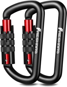 img 4 attached to 🔒 Versatile and Secure: FresKaro Twist Lock Carabiner Clips - Ultra Strong 7075 Aluminium, Lightweight D-Shaped Design in Sleek Black