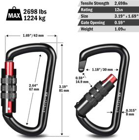 img 2 attached to 🔒 Versatile and Secure: FresKaro Twist Lock Carabiner Clips - Ultra Strong 7075 Aluminium, Lightweight D-Shaped Design in Sleek Black